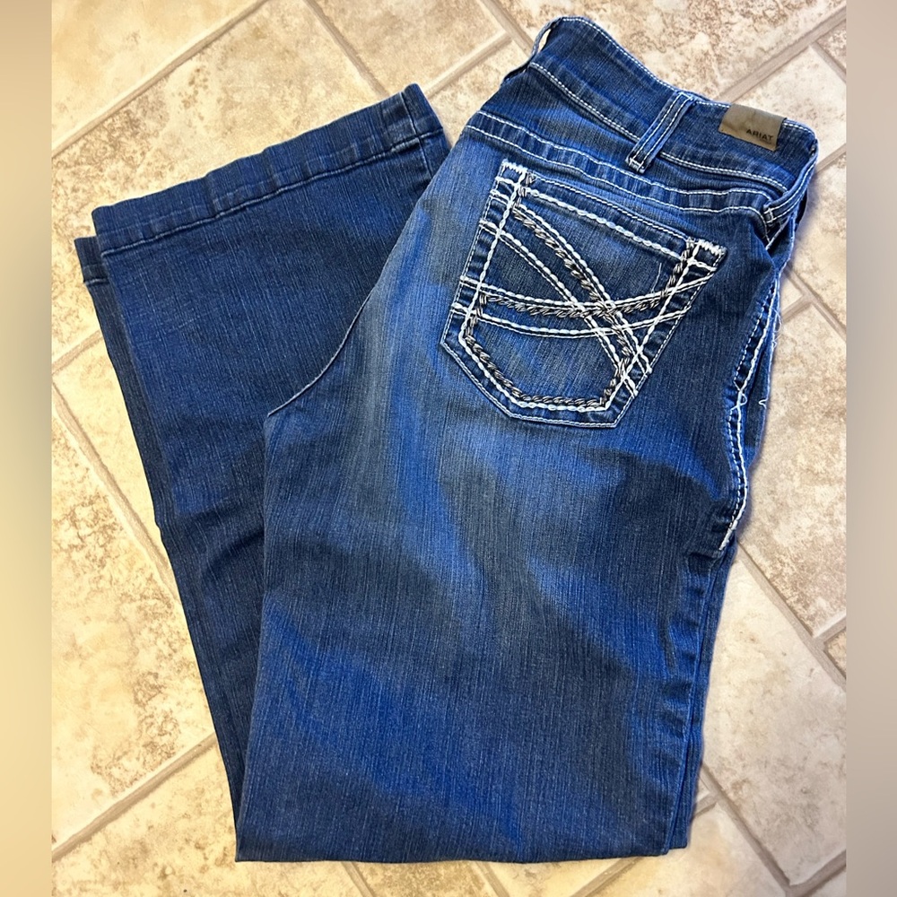 Ariat Women's Dark Blue Bootcut Jeans with Contrast Pocket Stitching